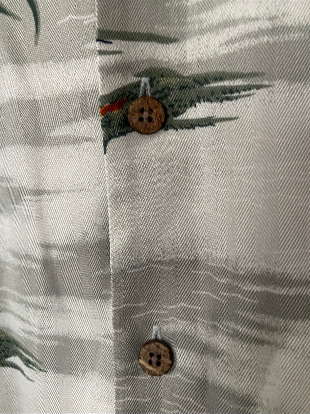 Tommy Bahama Cream Shirt with Green Leaf Motif - Picture 4 of 5